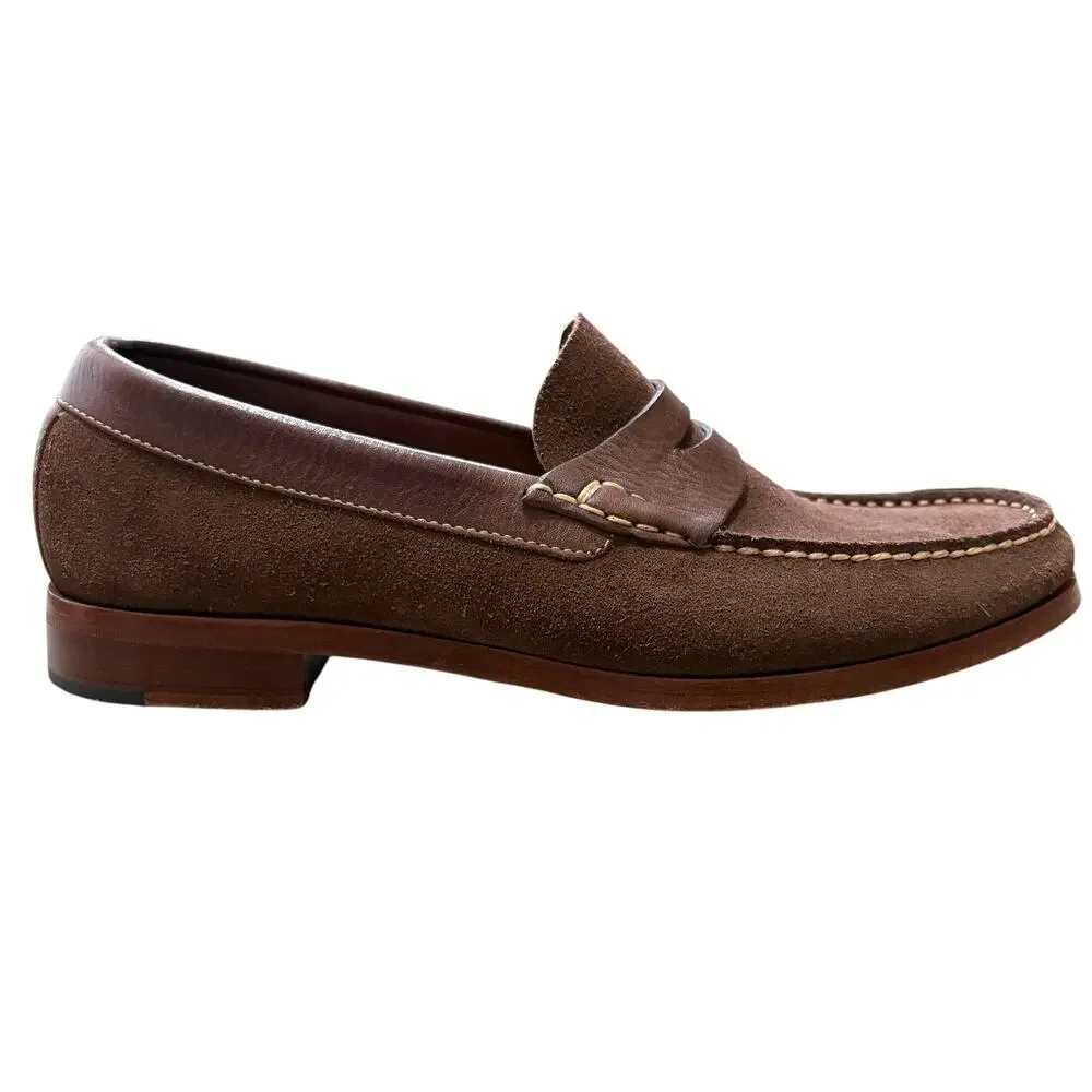 Johnston & Murphy Danbury Skeepskin Suede Penny Loafers Men's Sz 8.5 Brown